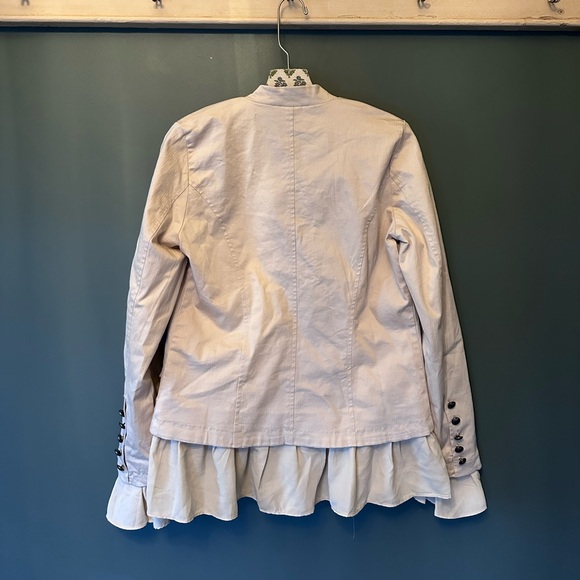 Free People Womens Ruffles Romance Military Jacket Natural Sz small - Picture 7 of 9